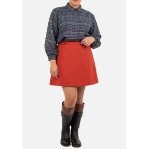 Koret Petites Women's Button Down Blouse Plaid long sleeve Career Size 14